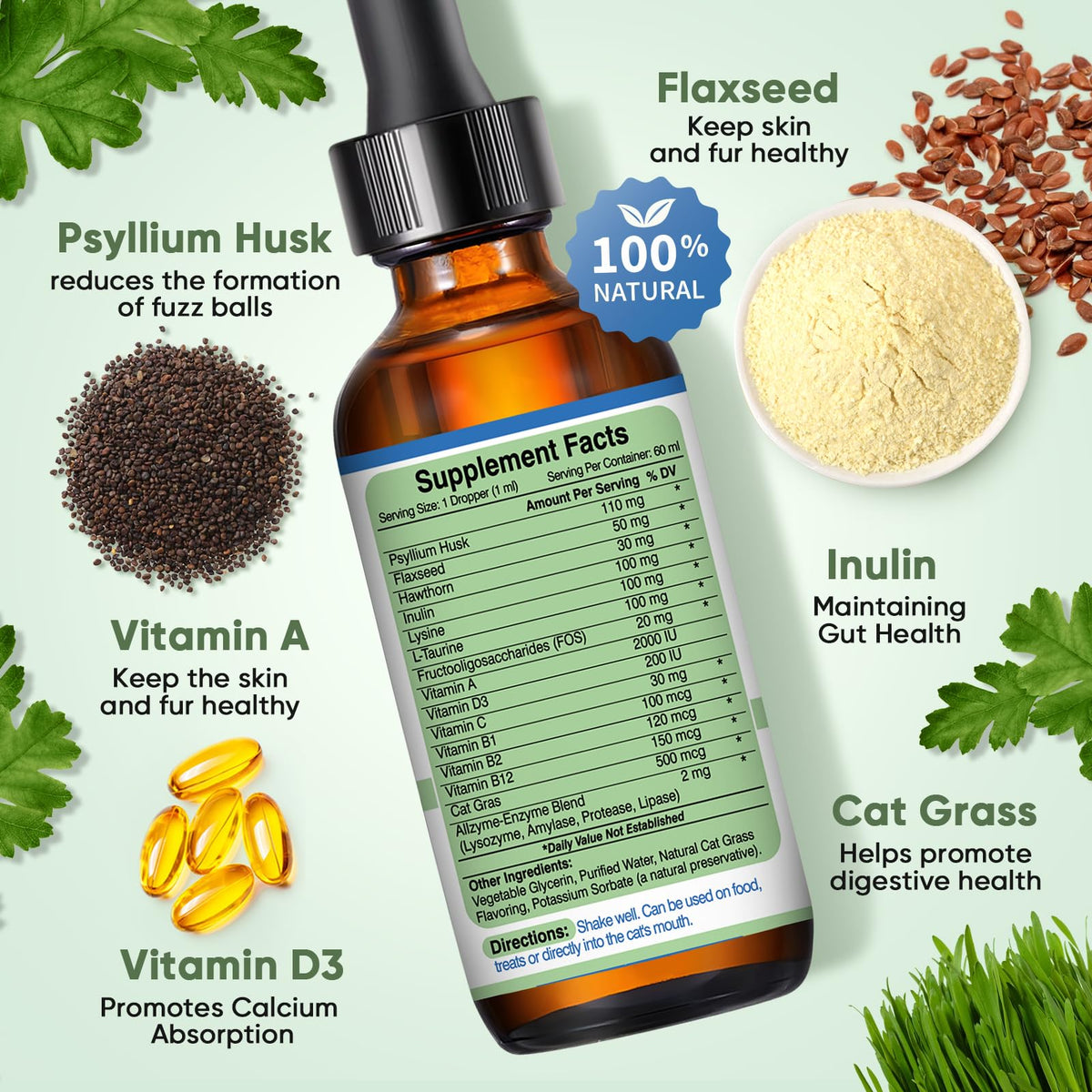 Cat Hairball Remedy Drops 60ml (2 fl oz) 2 Pack C8883