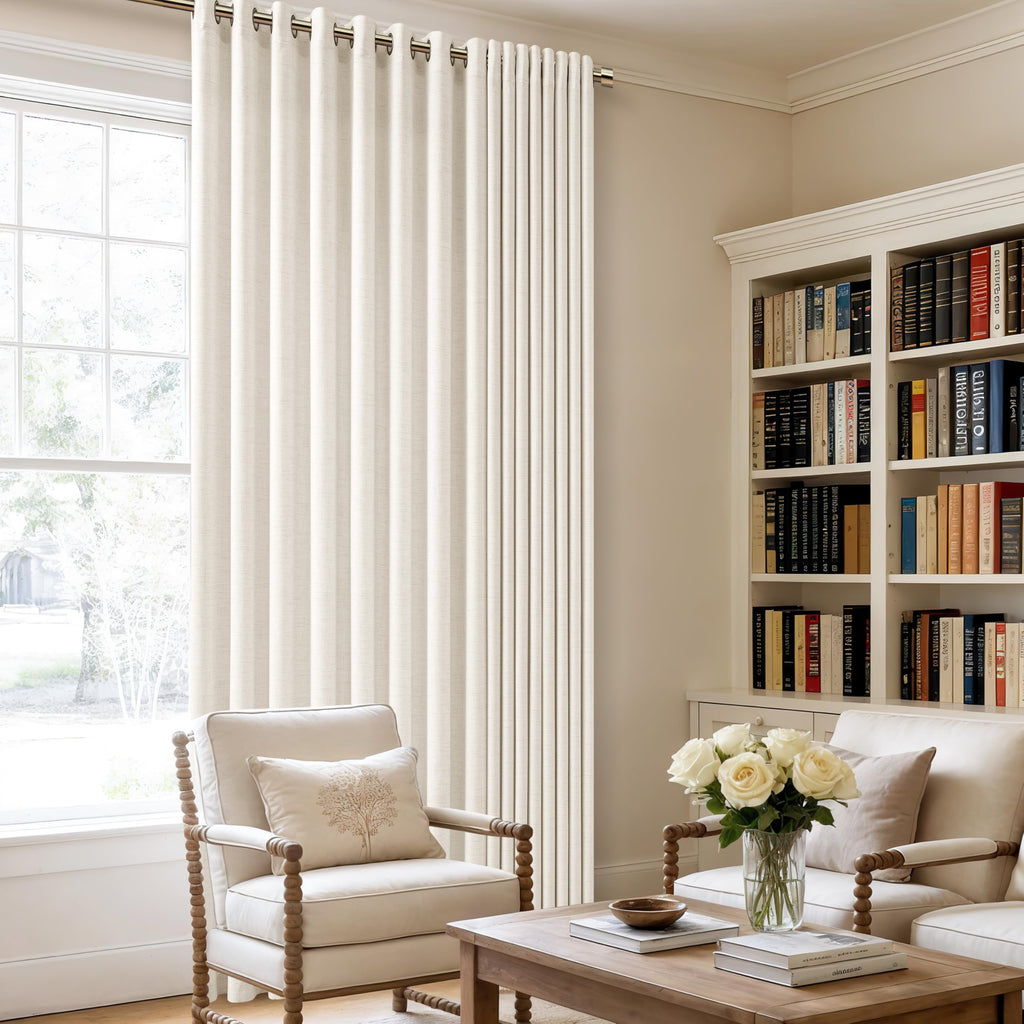 Linen 100 Inch Wide 84 Inch Length Ivory Curtains B677280