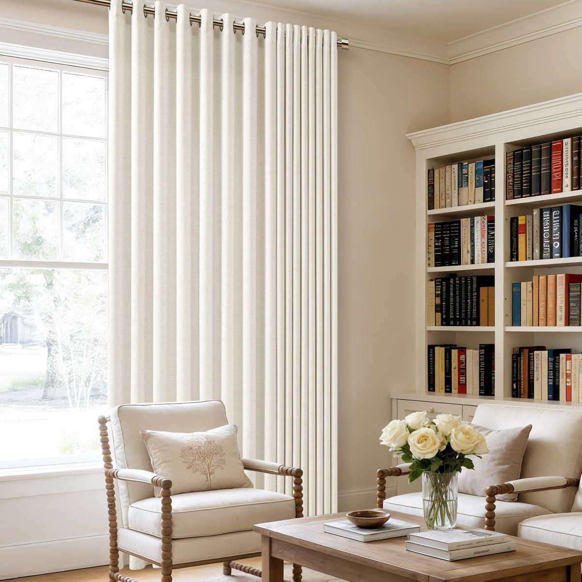Linen 100 Inch Wide 84 Inch Length Ivory Curtains B677280