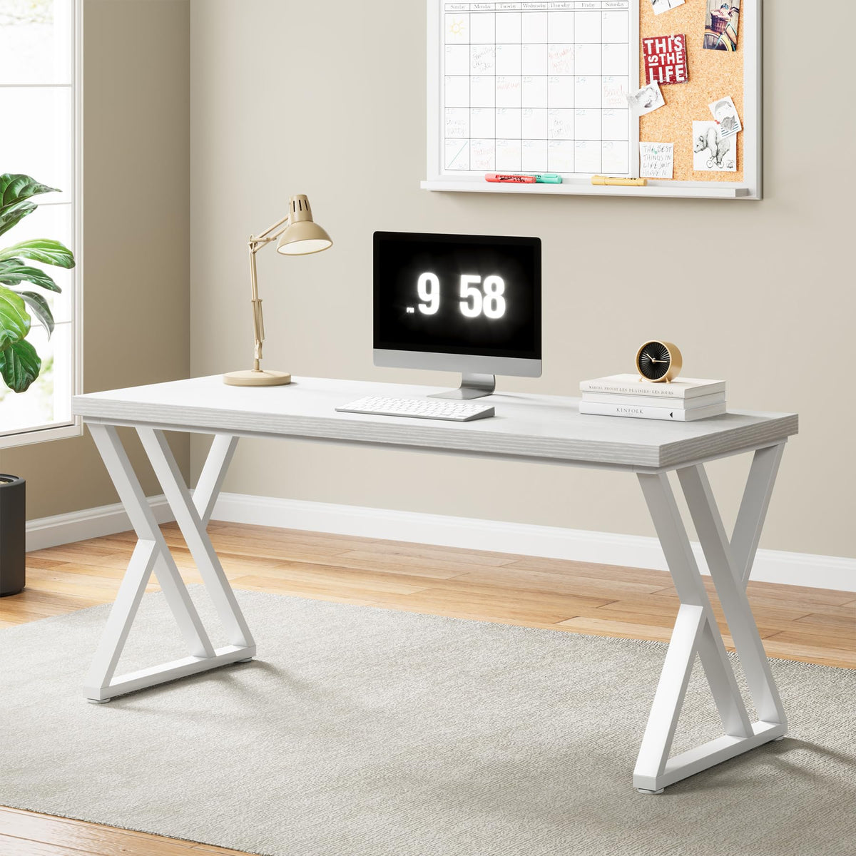 55 inch White Writing Computer Desk S46823