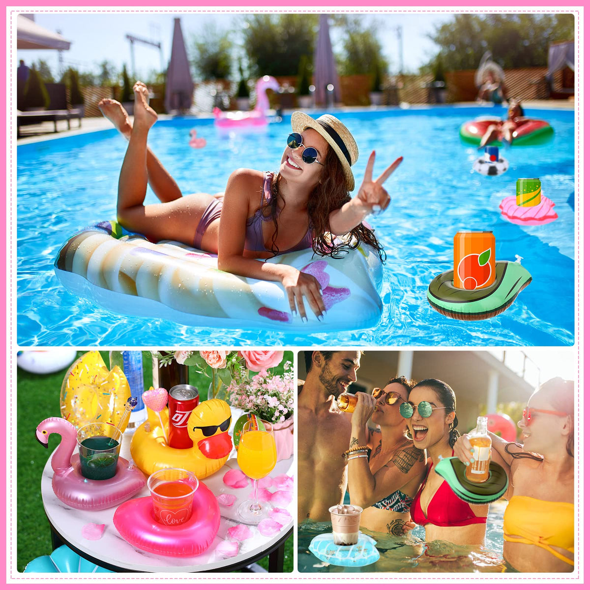 102 Pcs Inflatable Drink Holders with Air Pump L3568