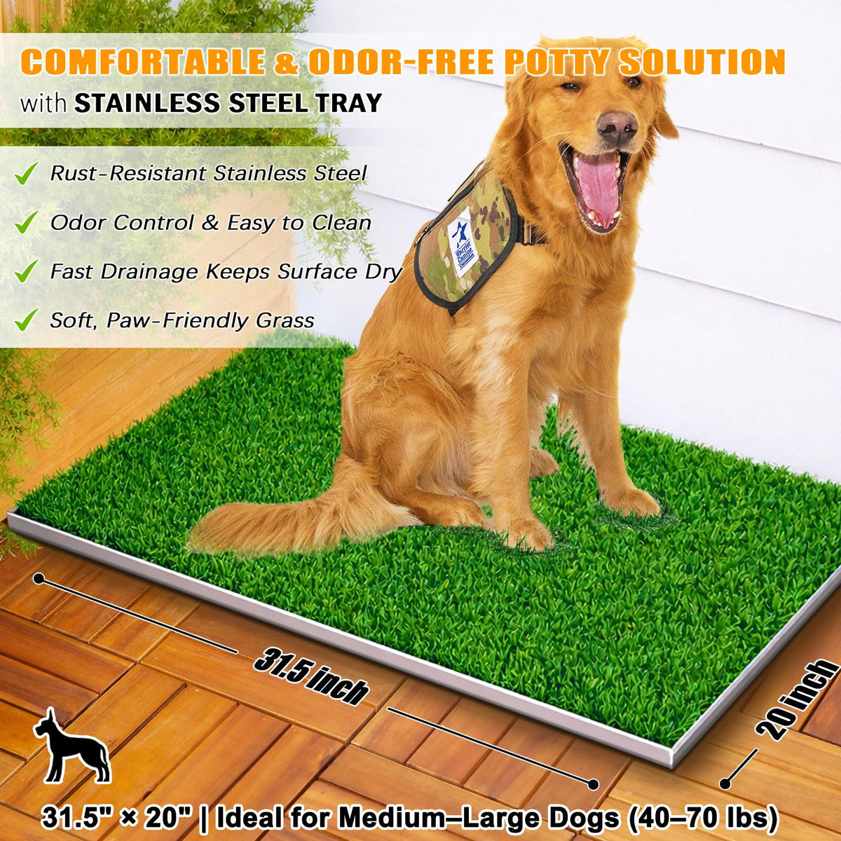 Grass Pee Pad with Stainless Steel Tray J22594