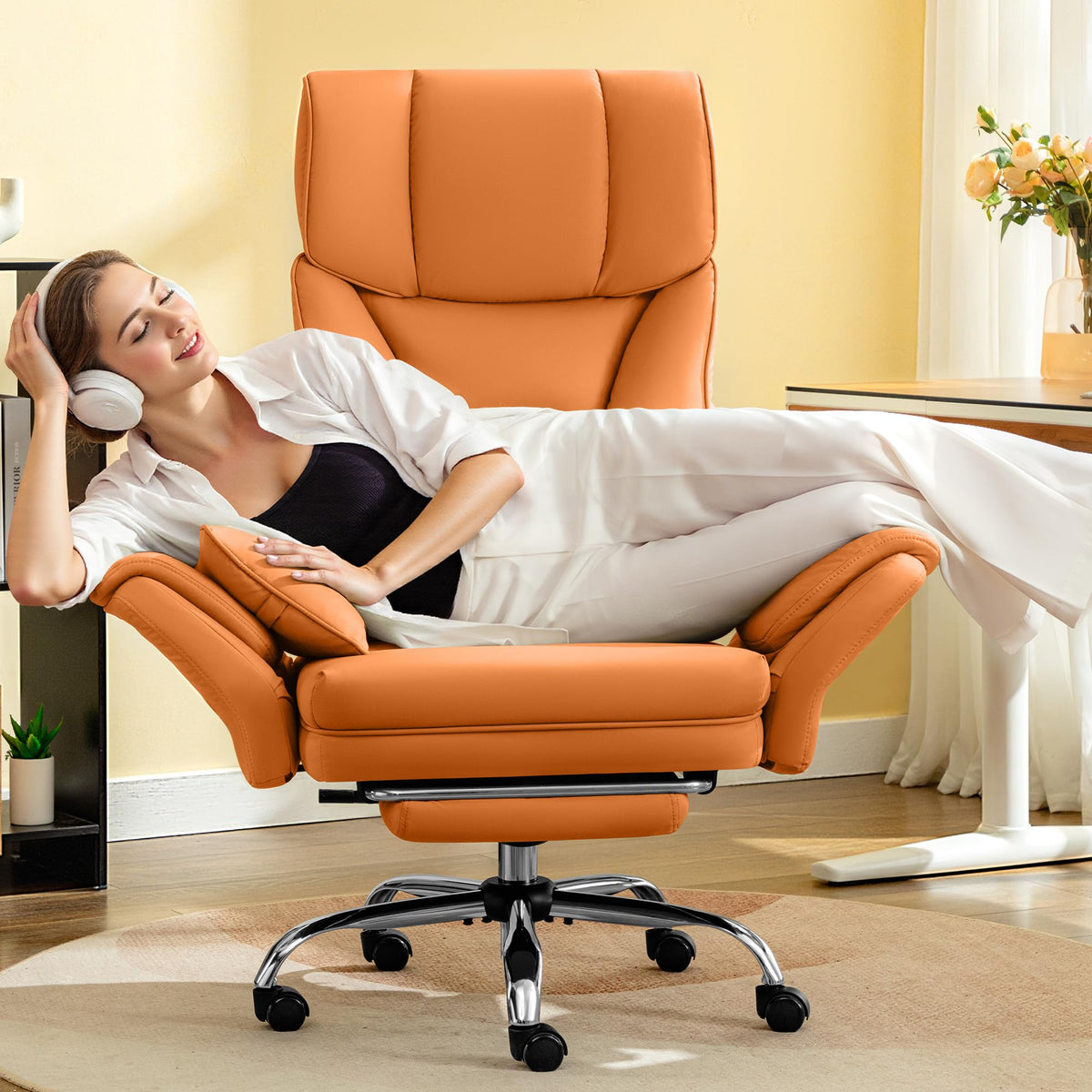 Brown Office Chair with Flip Armrests X421