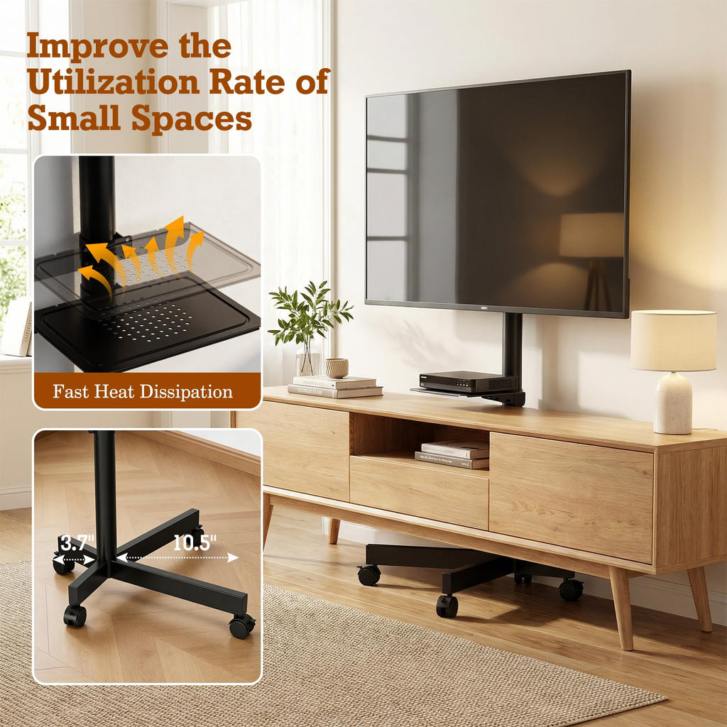 Rolling TV Stand with Wheels for 23-60 Inch Flat Curved TVs D1305