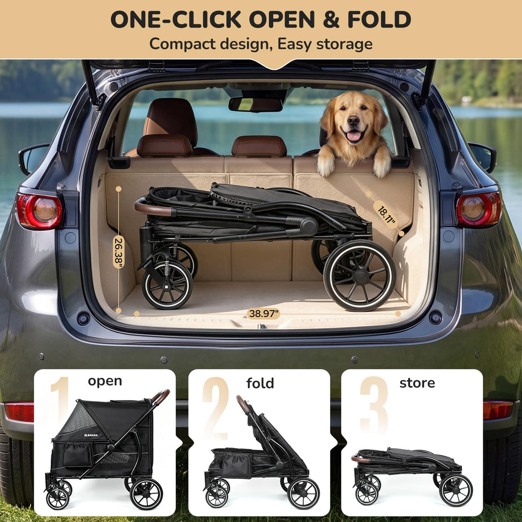 Large Dog Stroller with Walk-in Ramp, up to 110 lbs J541101