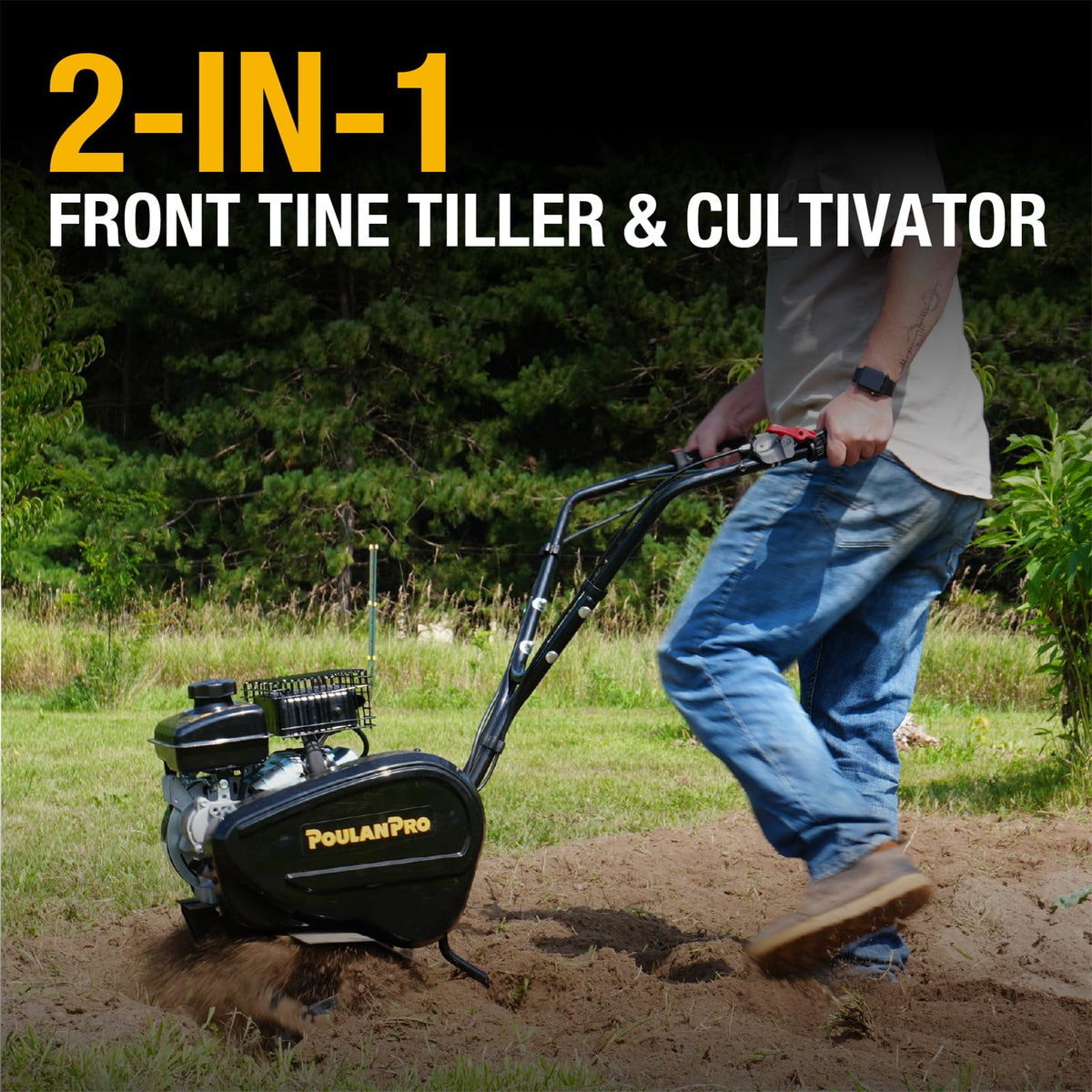 2 in 1 Gas Tiller Cultivator with 79 cc Engine and Adjustable Tilling Width Z4187