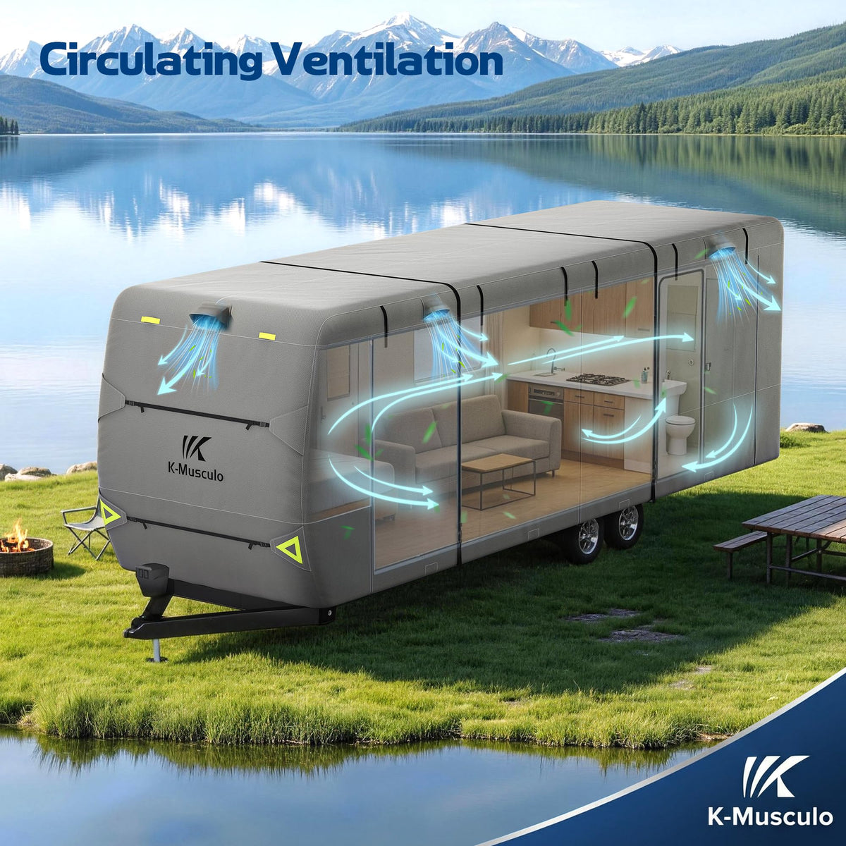 Heavy Duty Windproof Waterproof RV Cover Z343004