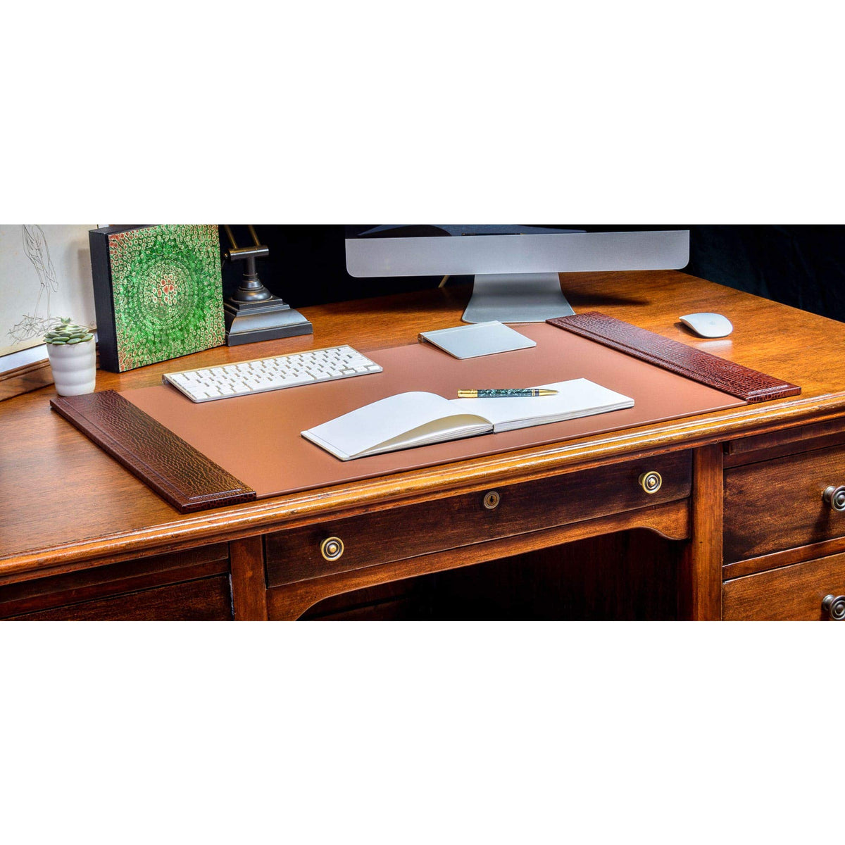 Brown Crocodile Embossed Leather Desk Set F26699
