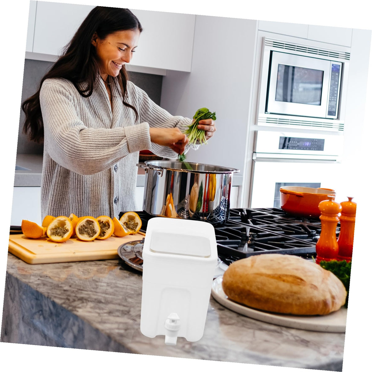White PP Water Jug with Faucet U871308