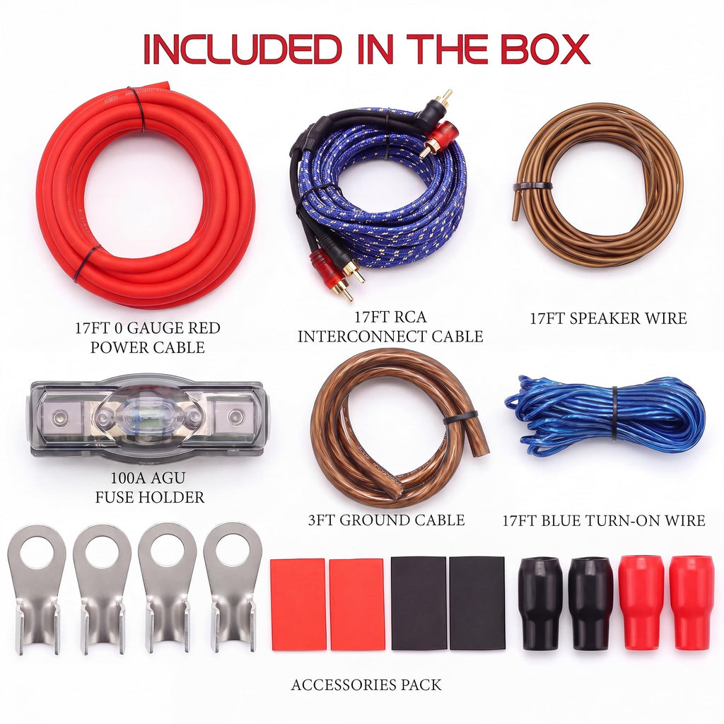 0 Gauge 3000 Watt Amp Wiring Kit with Power RCA Speaker Wire S568874