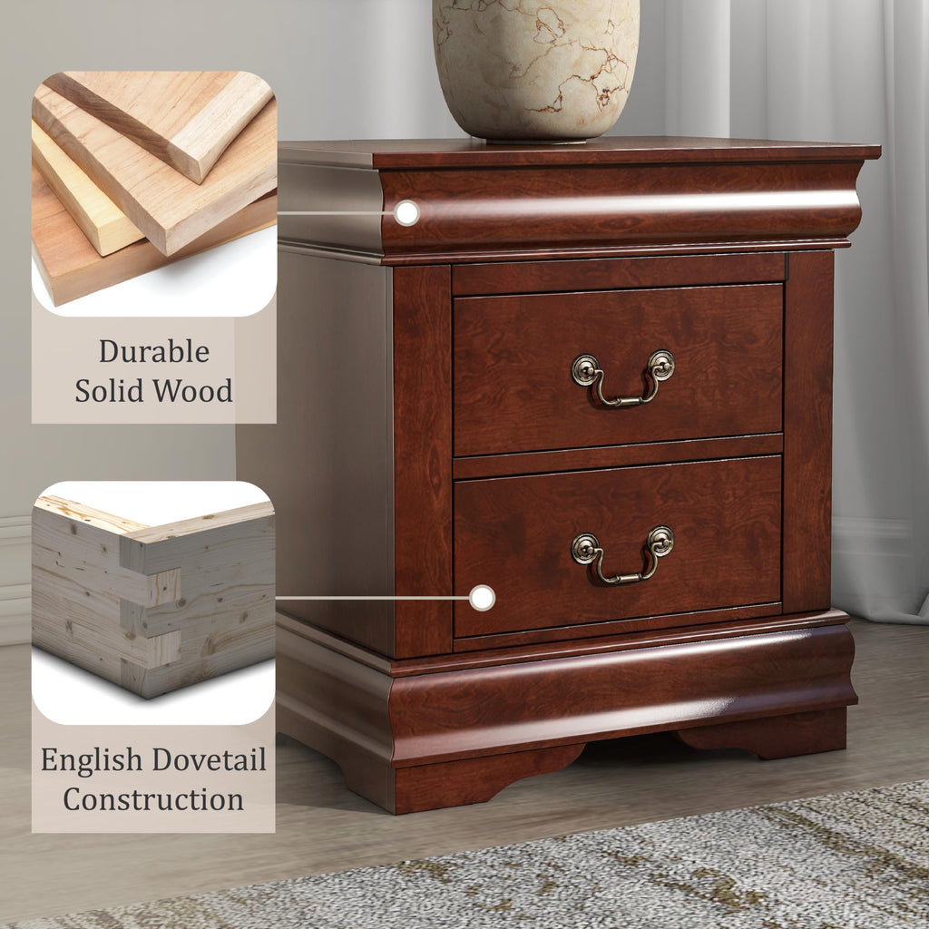 Solid Wood Nightstands Set of 2 with Drawers F335