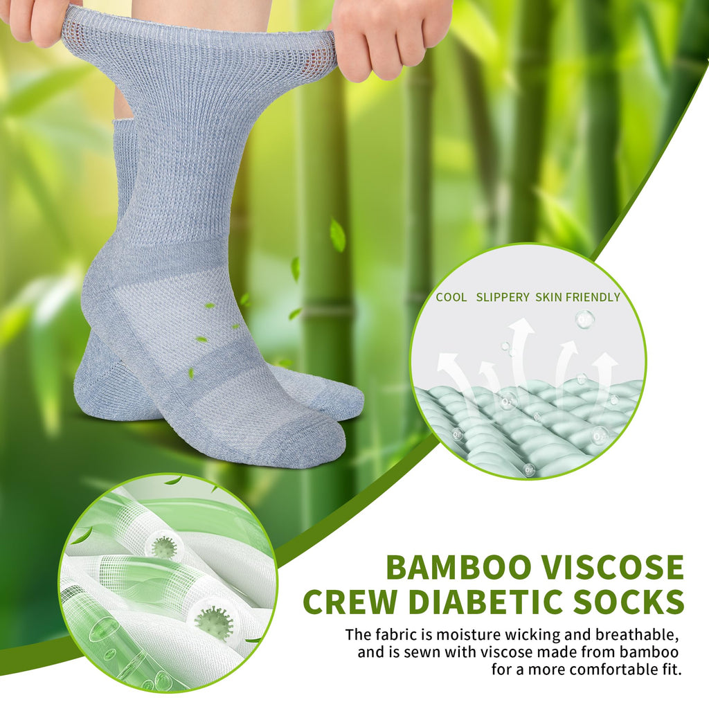 Bamboo Viscose Non-Binding Crew Socks with Seamless Toe U222358