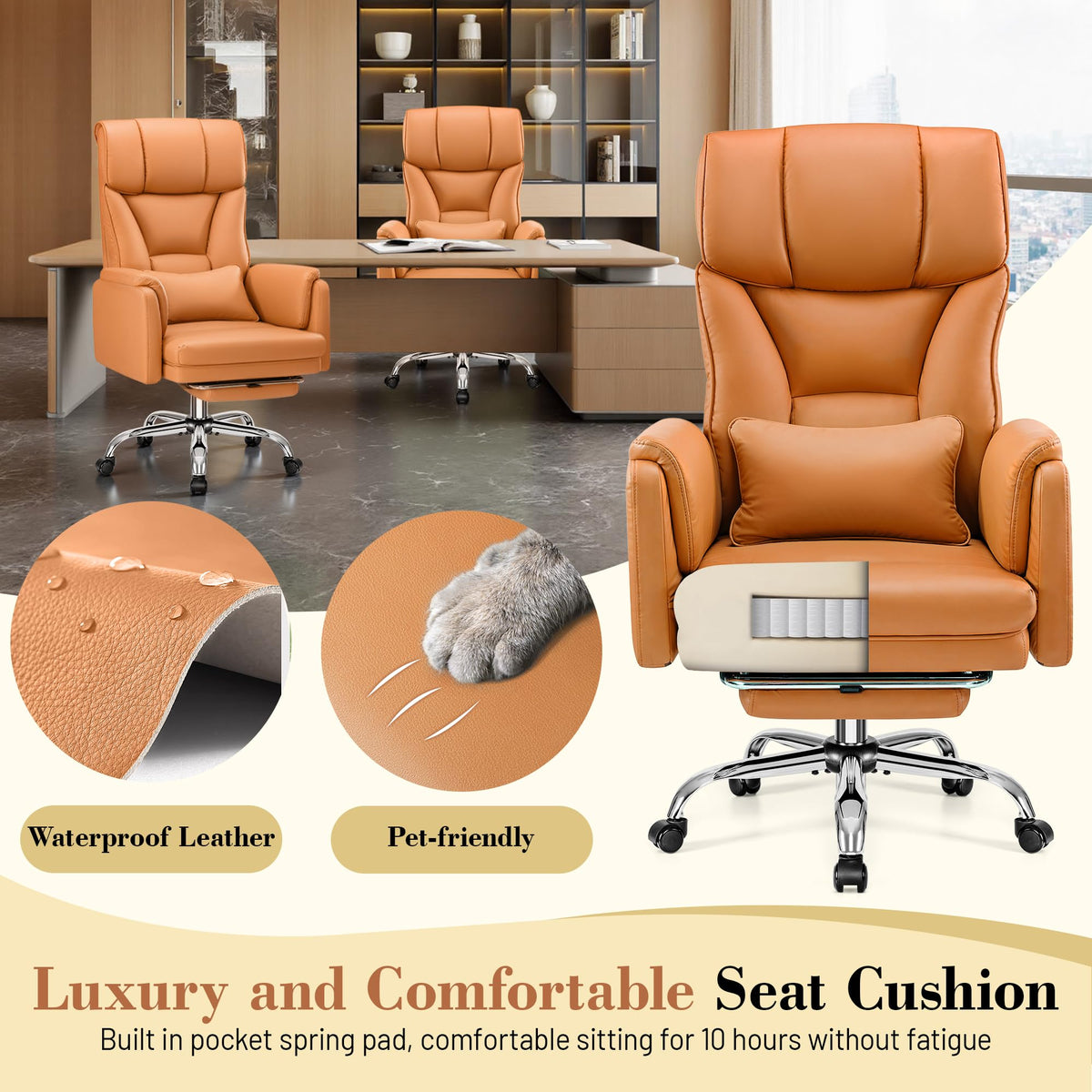 Brown Office Chair with Flip Armrests X421