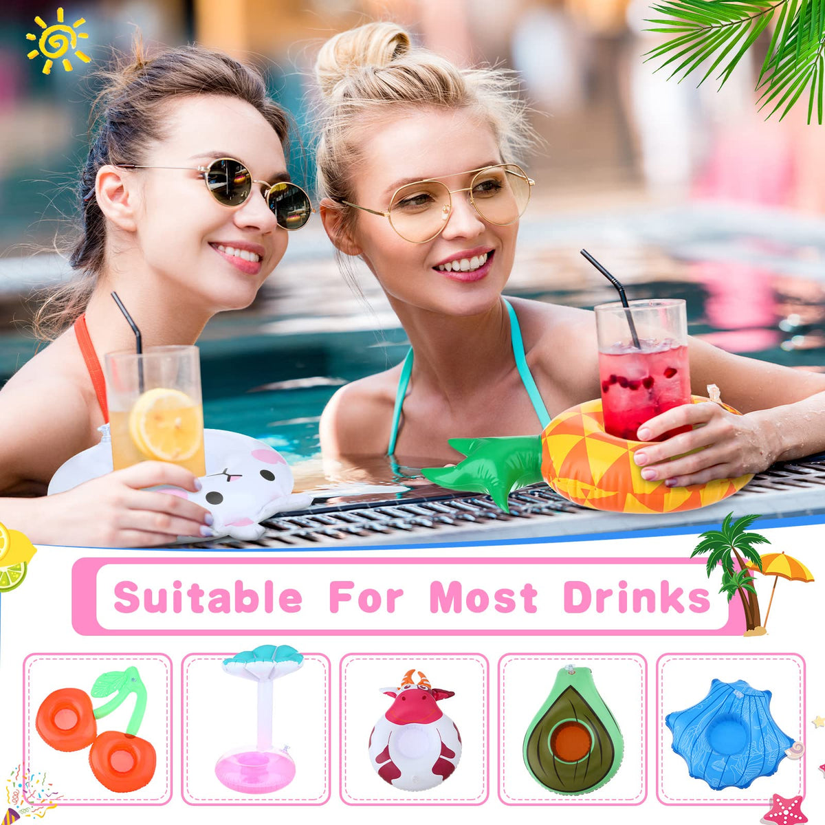 102 Pcs Inflatable Drink Holders with Air Pump L3568