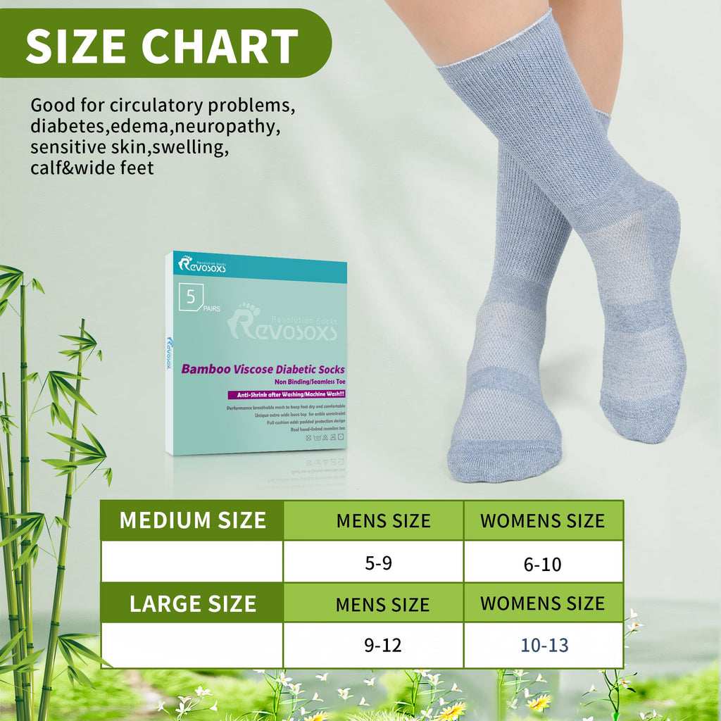 Bamboo Viscose Non-Binding Crew Socks with Seamless Toe U222358