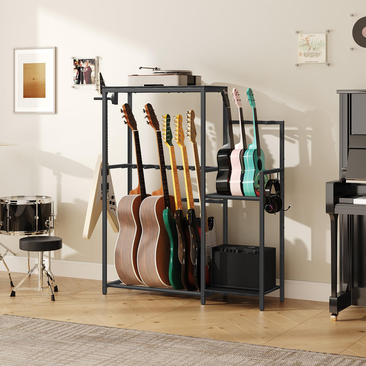 Guitar Stand, Multi-Guitar Rack, AMP Stand, Record Rack M752270