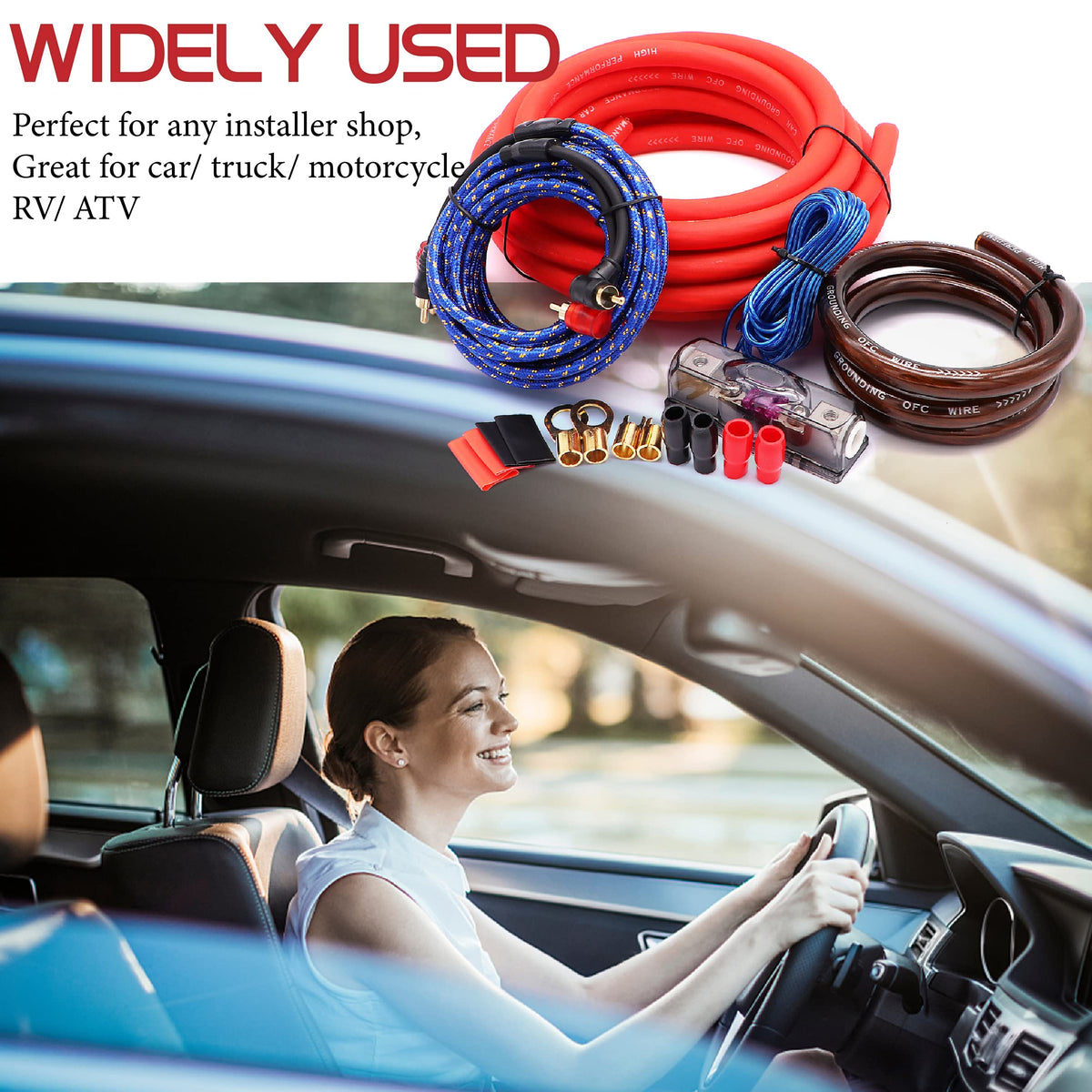 0 Gauge 3000 Watt Amp Wiring Kit with Power RCA Speaker Wire S568874