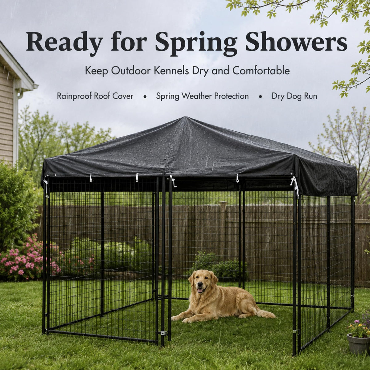 10x10 FT Heavy Duty Waterproof Dog Kennel Cover K159214