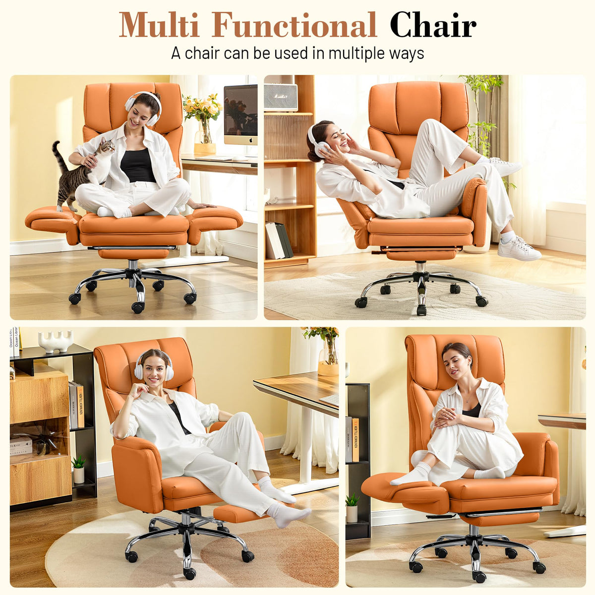Brown Office Chair with Flip Armrests X421
