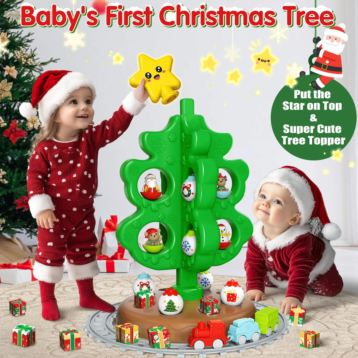 Colorful Plastic Finger Puppets Christmas Tree L52521