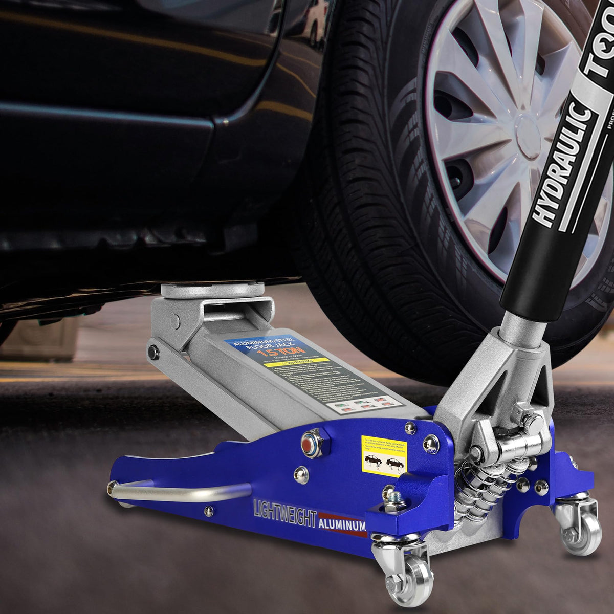 Heavy Duty Hydraulic Low Profile Aluminum Steel Floor Jack 1.5 Ton Blue C1386