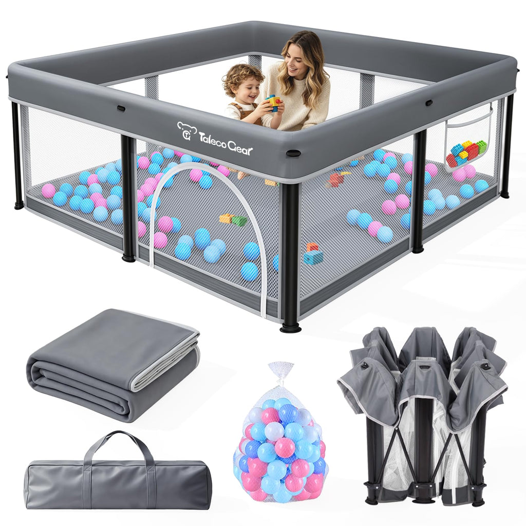 Foldable Baby Playpen with Mat and Ocean Balls U85904