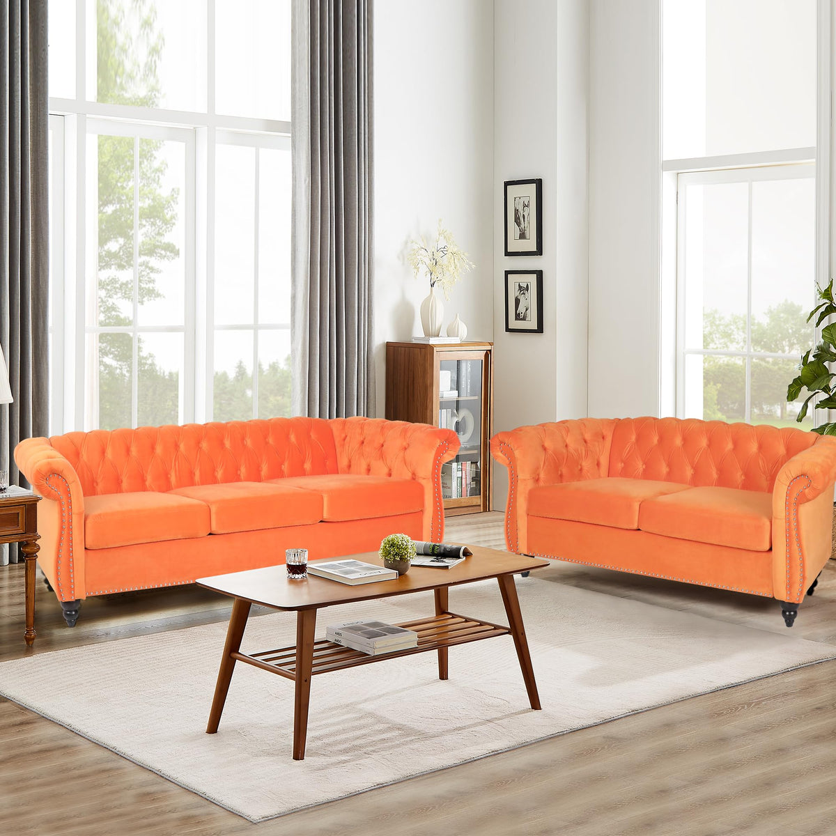 Tufted Velvet 2 Seater Sofa H39009