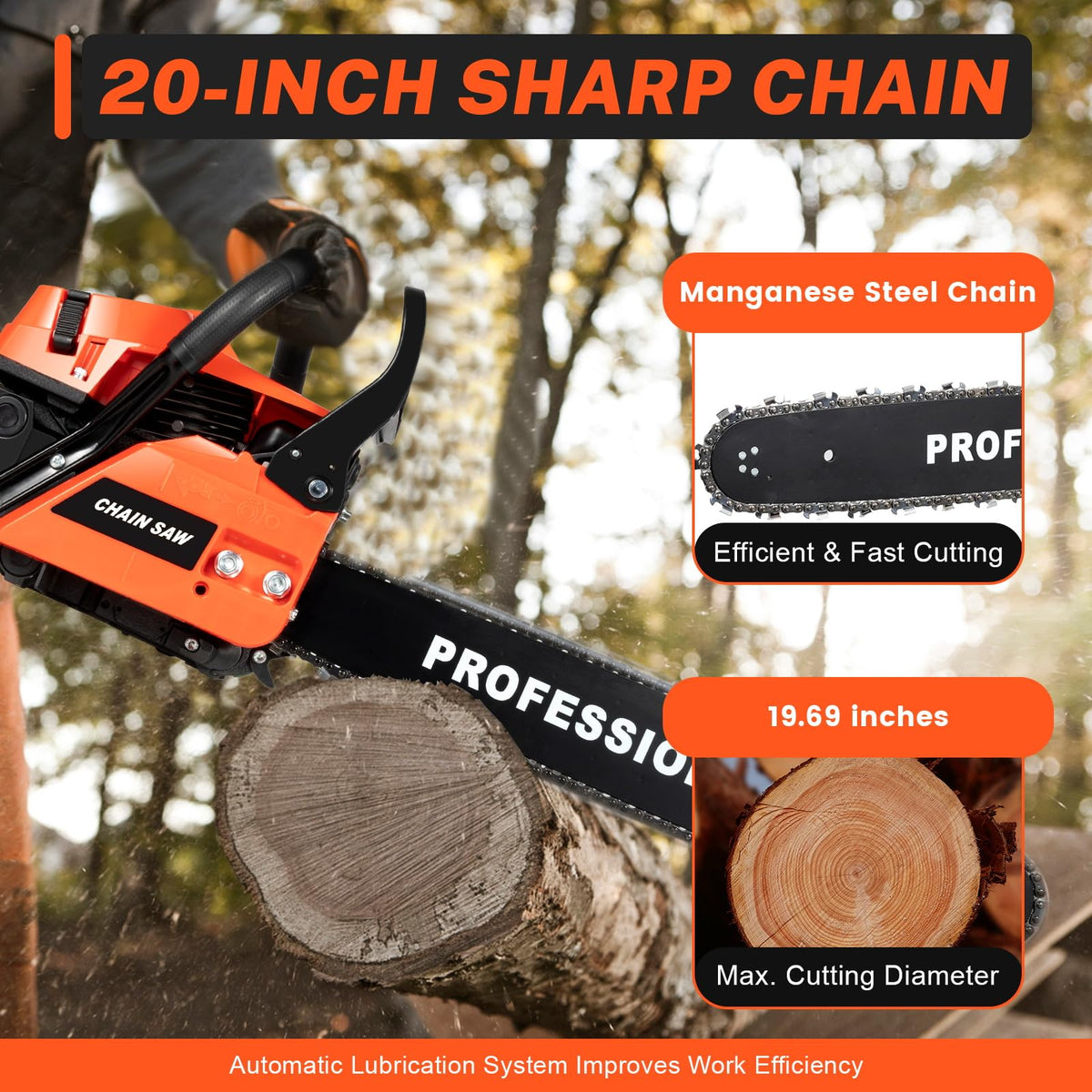 20 Inch 58cc Gas Chainsaw R7221