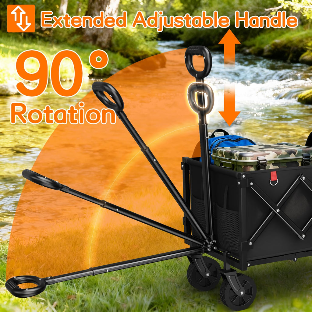 35" Extra Long Foldable Wagon Cart with Wheels O20417