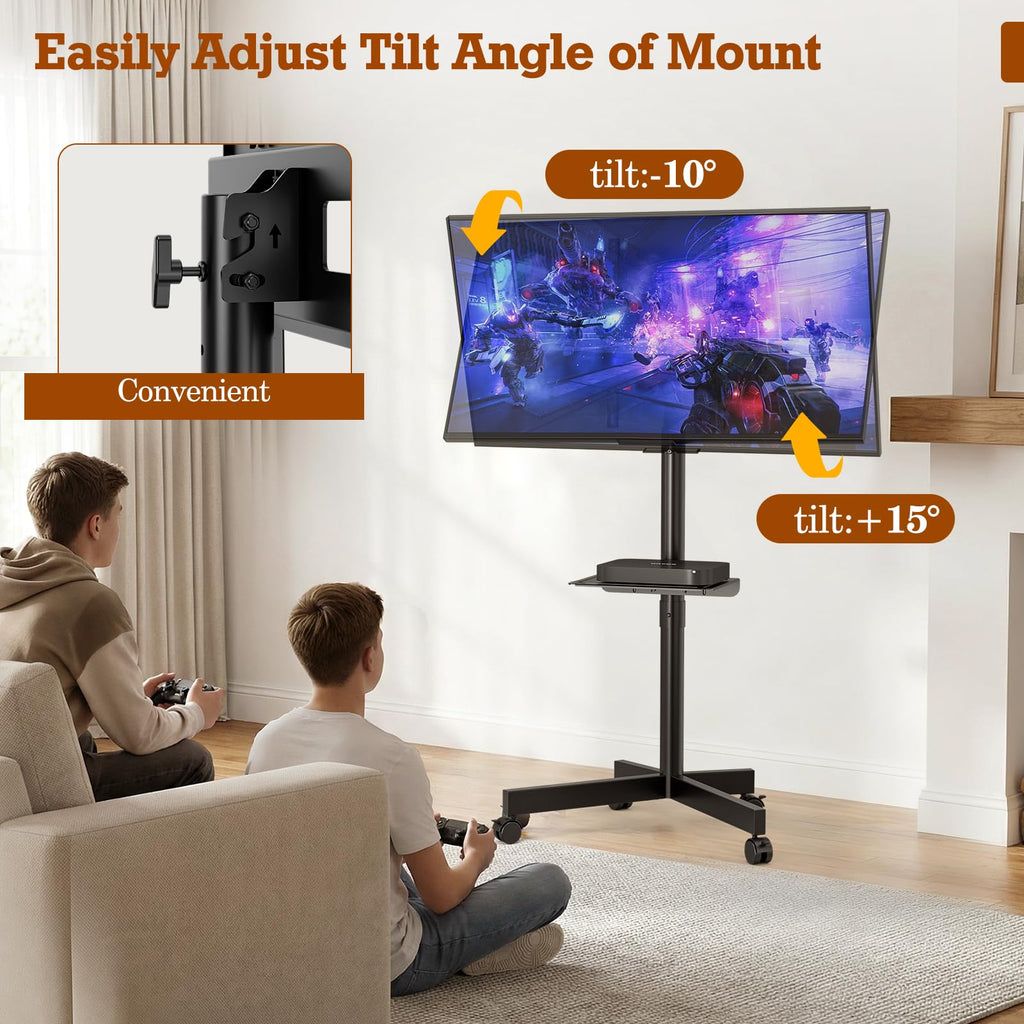 Rolling TV Stand with Wheels for 23-60 Inch Flat Curved TVs D1305