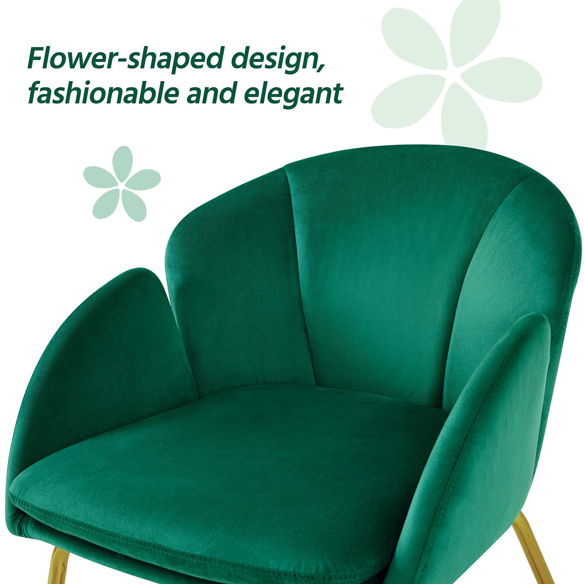 Green Flower Shape Accent Chairs Set of 2 D700