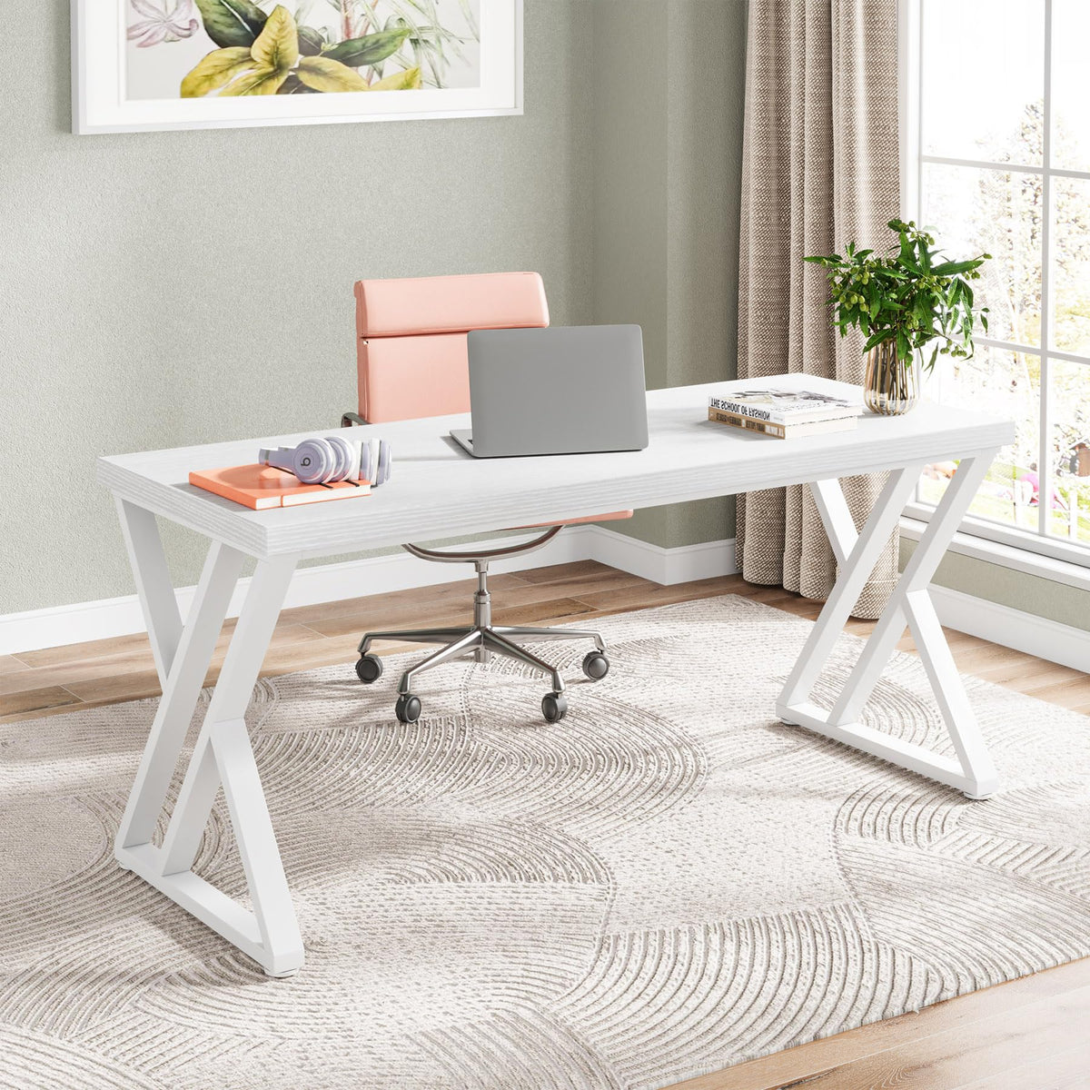 55 inch White Writing Computer Desk S46823