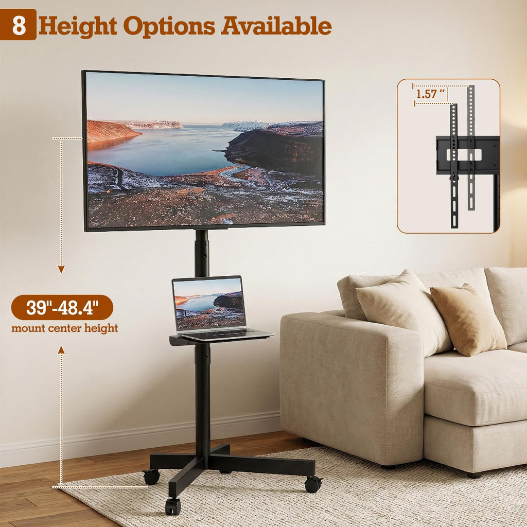 Rolling TV Stand with Wheels for 23-60 Inch Flat Curved TVs D1305