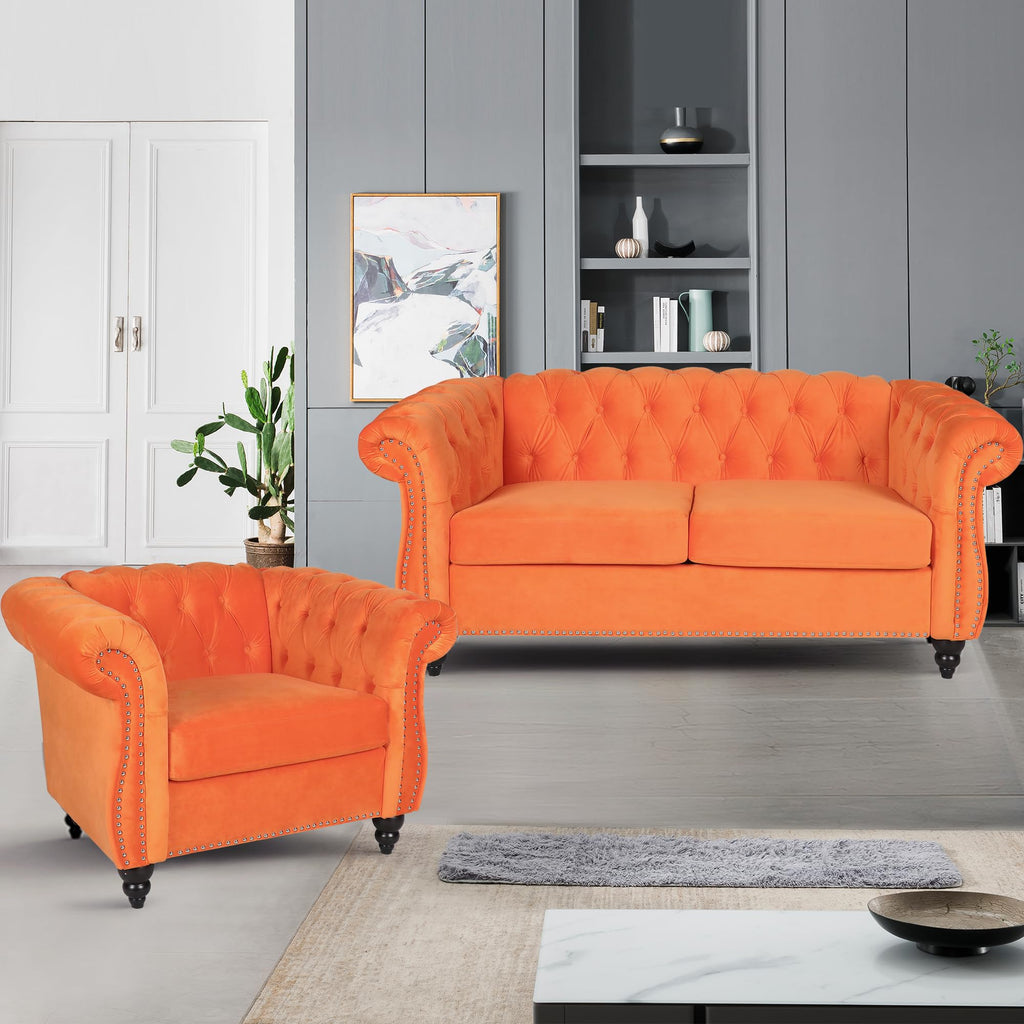 Tufted Velvet 2 Seater Sofa H39009