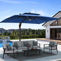 9' X 12' Patio Cantilever Umbrella with Base and LED Lights H850065
