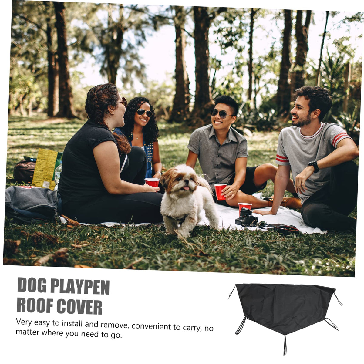 Sunproof Waterproof Dog Playpen Roof Cover Black I3648