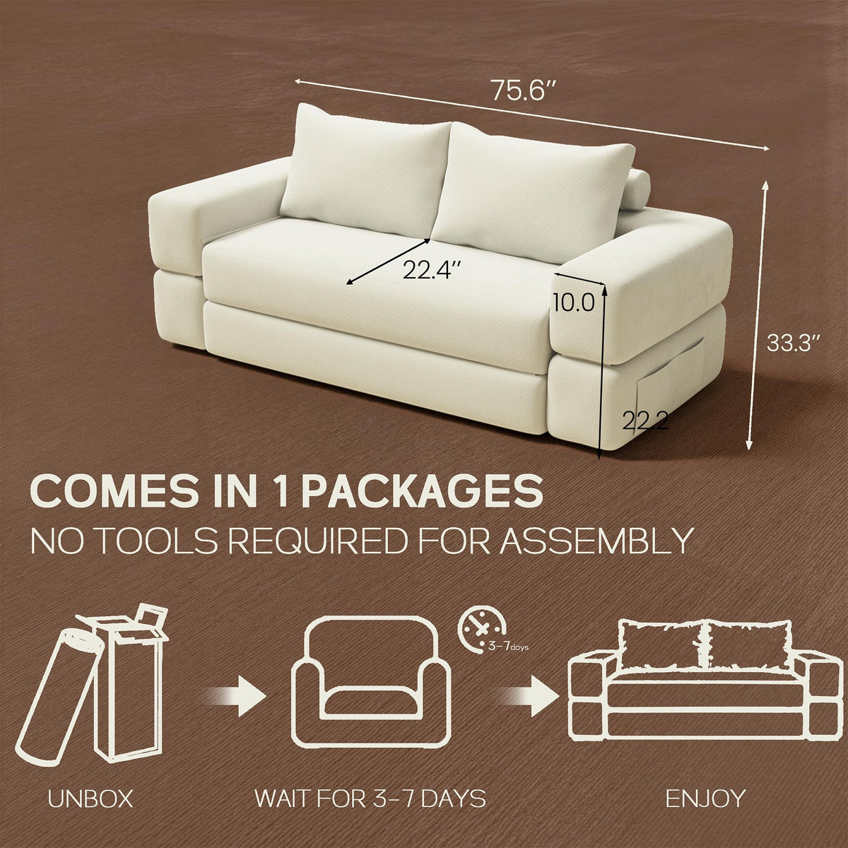 75'' Convertible Sofa Bed Queen R54697