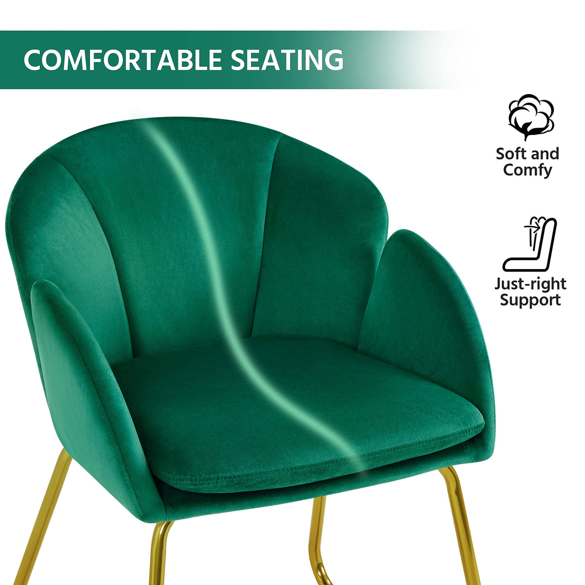 Green Flower Shape Accent Chairs Set of 2 D700