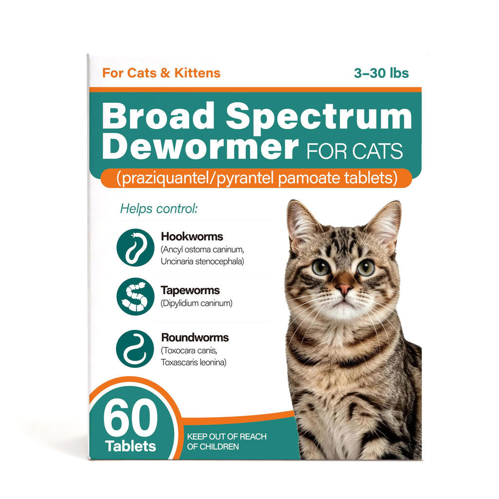 Broad Spectrum Cat Dewormer Tablets 60 Count S438290