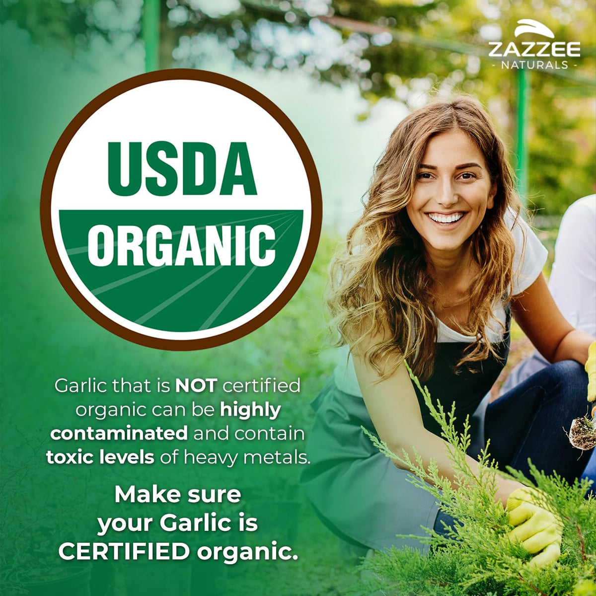 USDA Organic Odorless Garlic 20:1 Extract 100 Capsules B2230