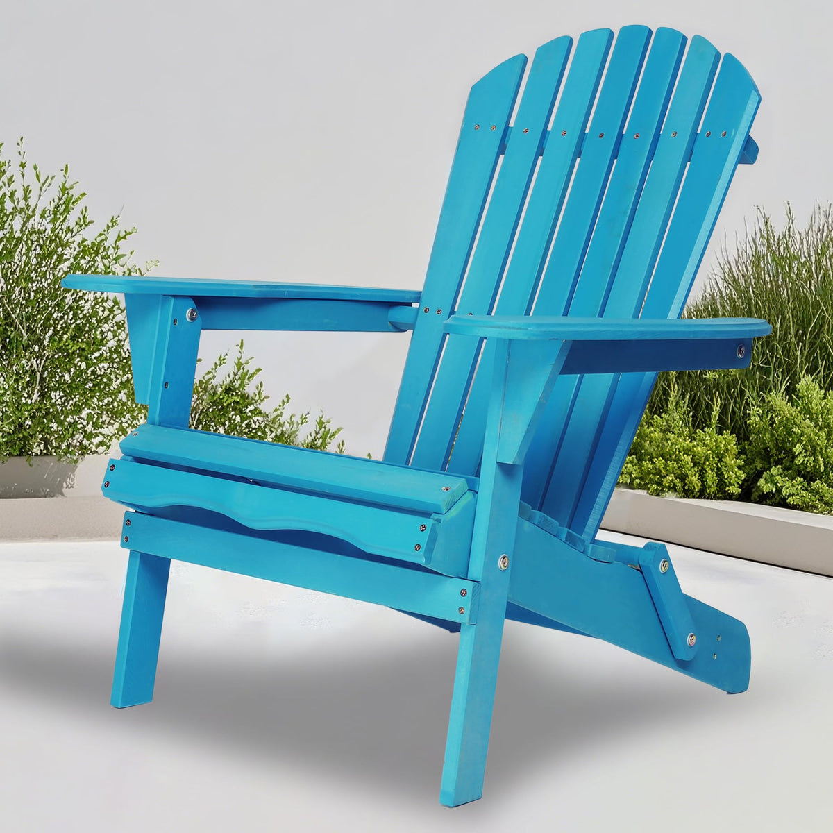 Light Blue Solid Cedar Wood Folding Adirondack Chair Set of 2 H469