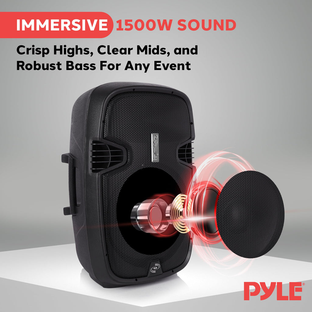 Black 1500W Portable PA Speaker System B9913