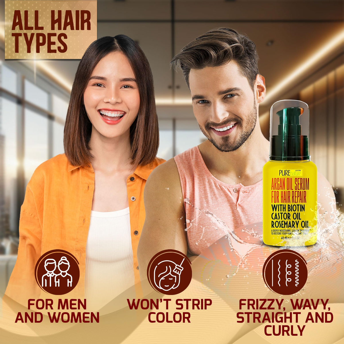 Coconut Shampoo and Conditioner Set and Moroccan Argan Oil Mask and Hair Serum O470