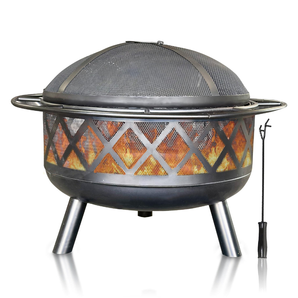 30" Wood Burning Fire Pit with Spark Screen U69418