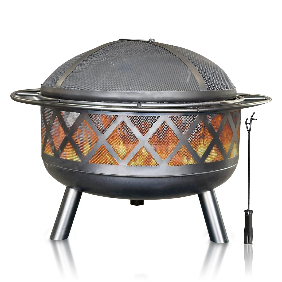 30" Wood Burning Fire Pit with Spark Screen U69418