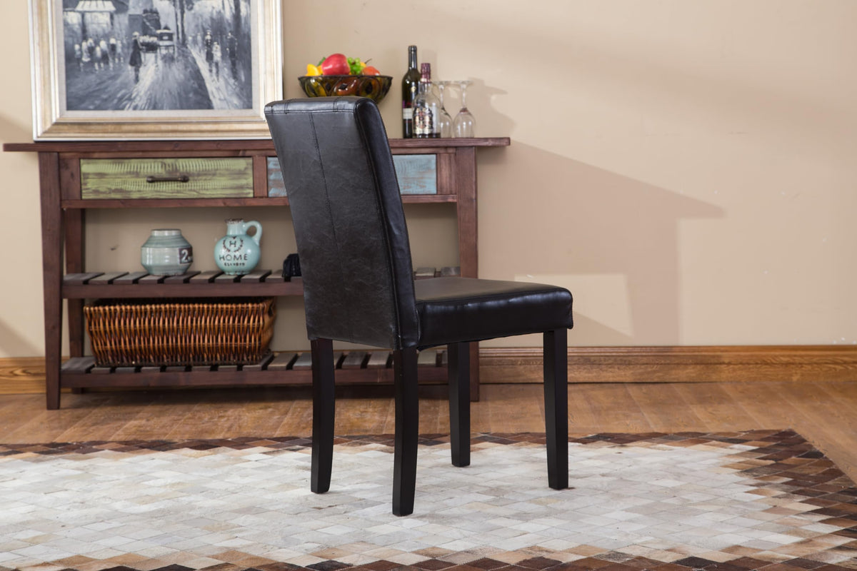 Black Leatherette Parson Chair Set of 2 A5799