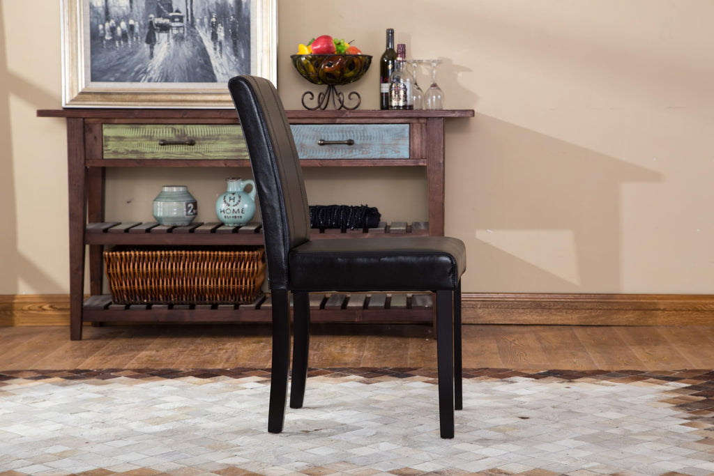 Black Leatherette Parson Chair Set of 2 A5799