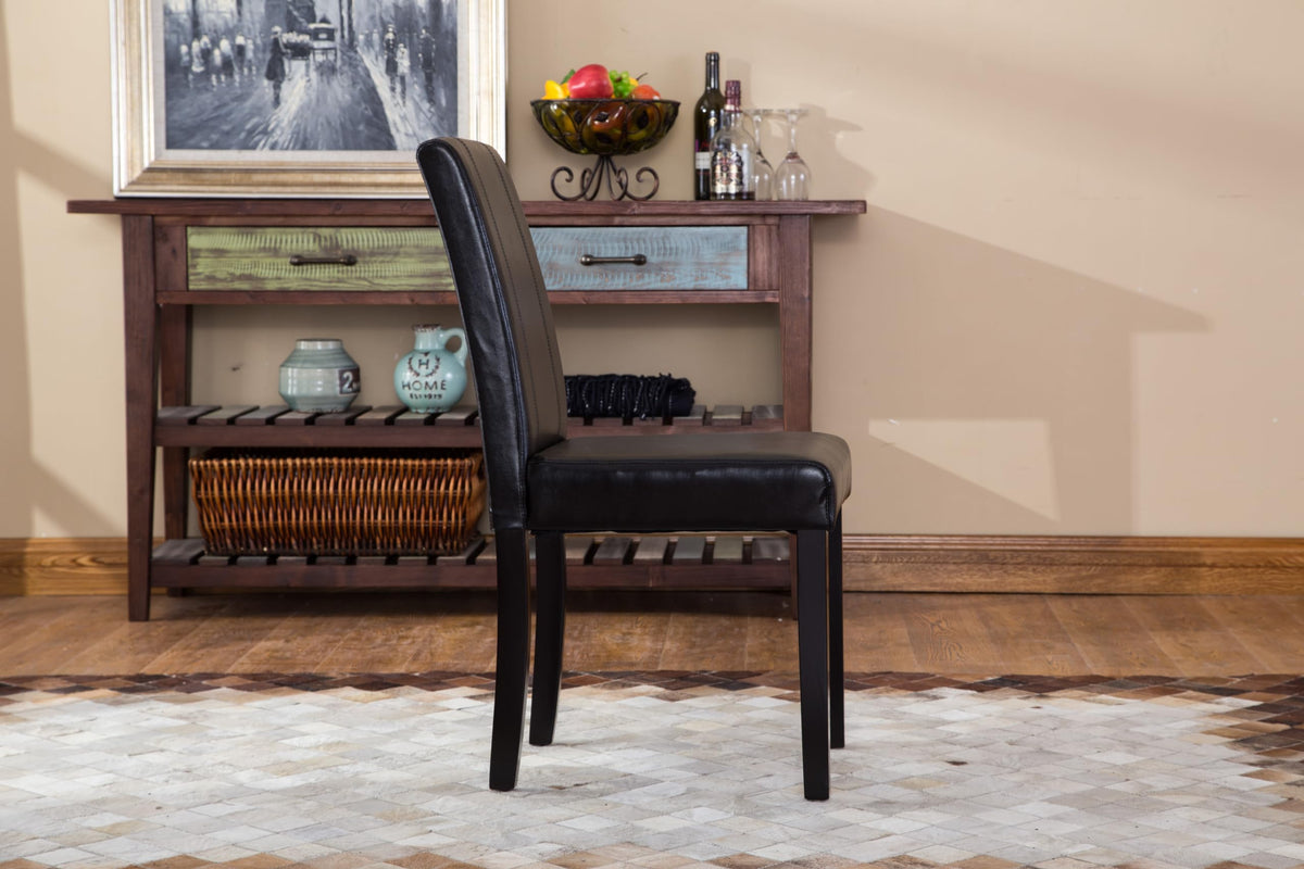 Black Leatherette Parson Chair Set of 2 A5799