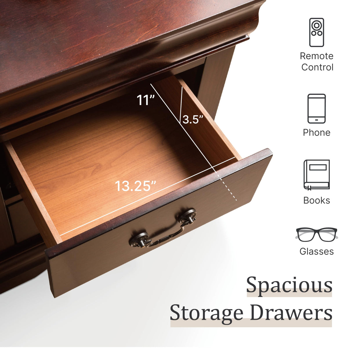 Solid Wood Nightstands Set of 2 with Drawers F335