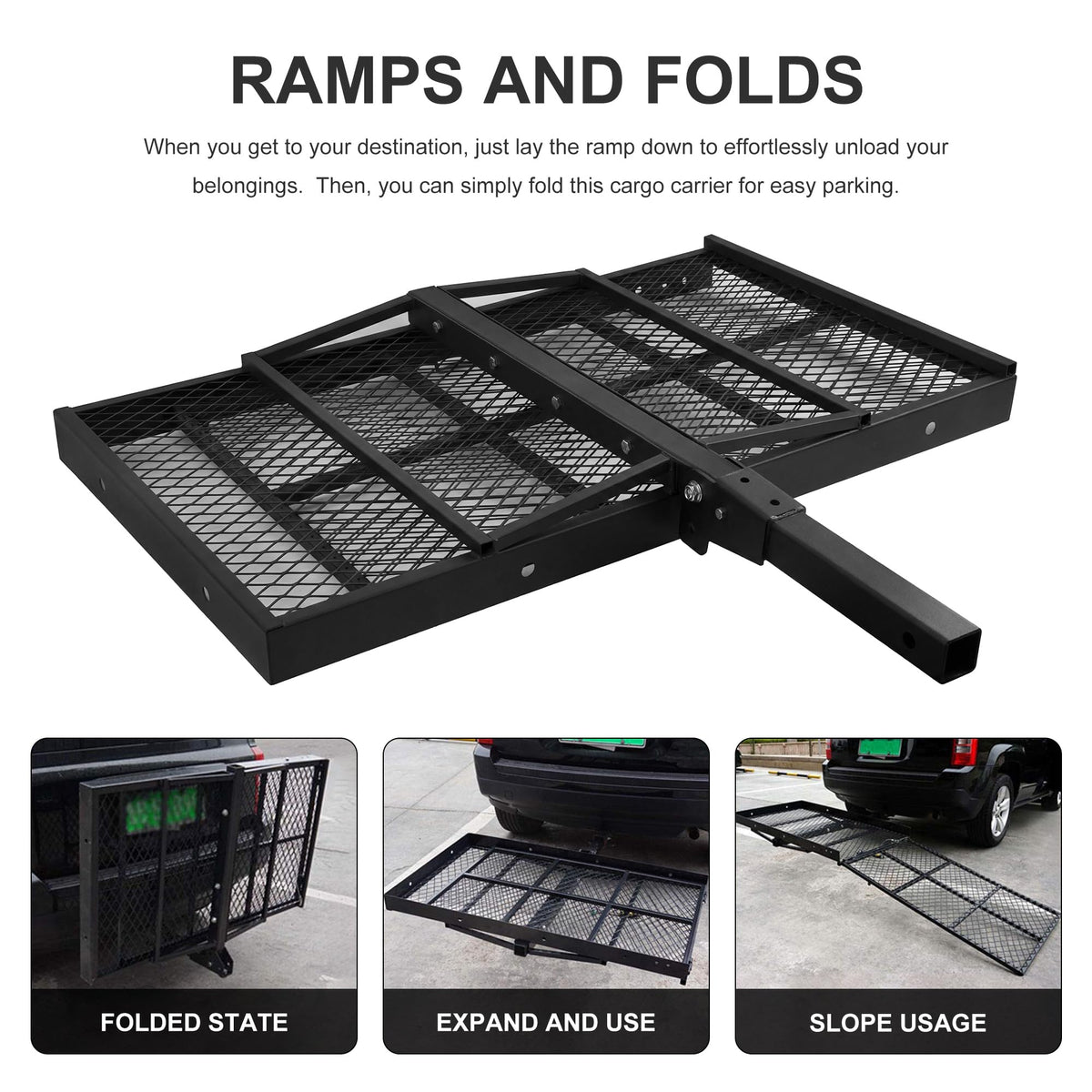 Folding Wheelchair Scooter Carrier Rack 250KG Ramp Hitch Mount R7287